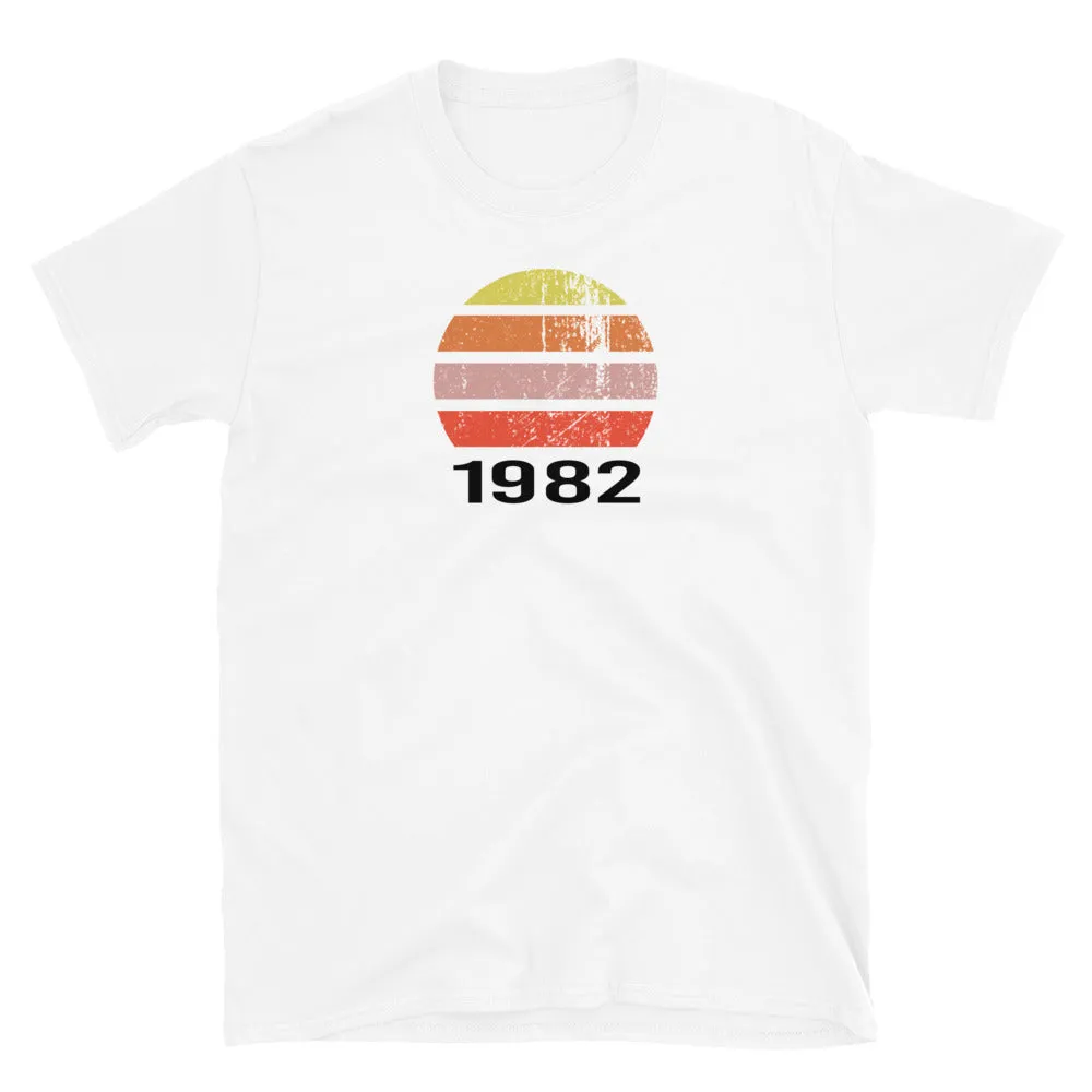 1982 Birthday Year Vintage Style Short-Sleeve Unisex T-Shirt Black Font