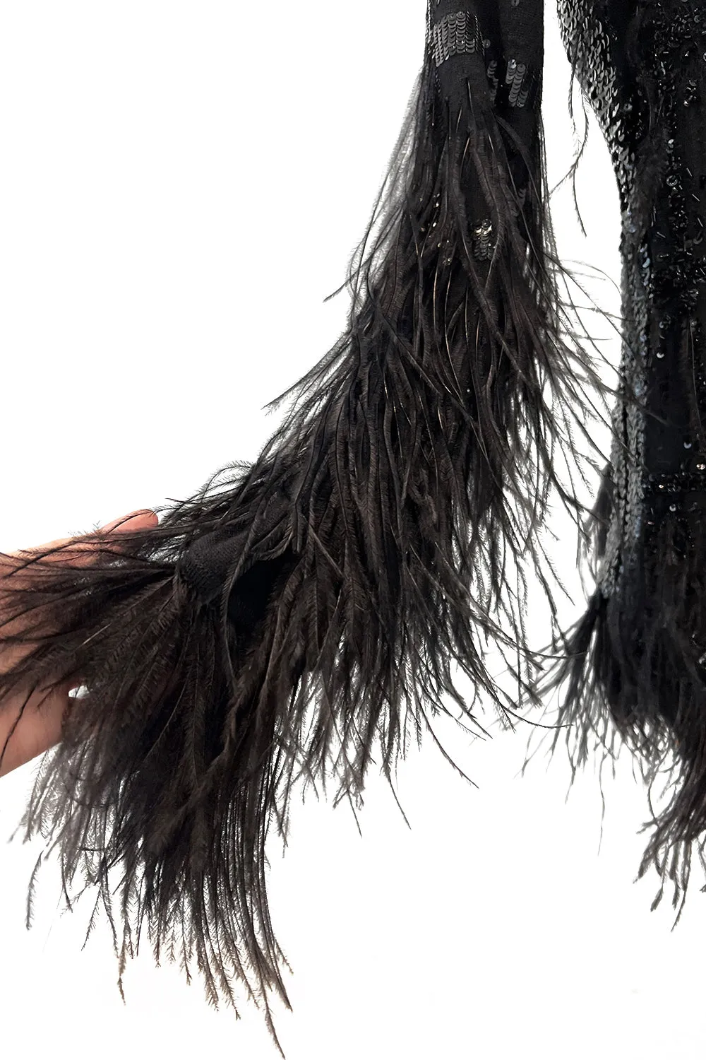 1990s Valentino Feather, Net & Sequin Micro Mini Cashmere Knit Dress