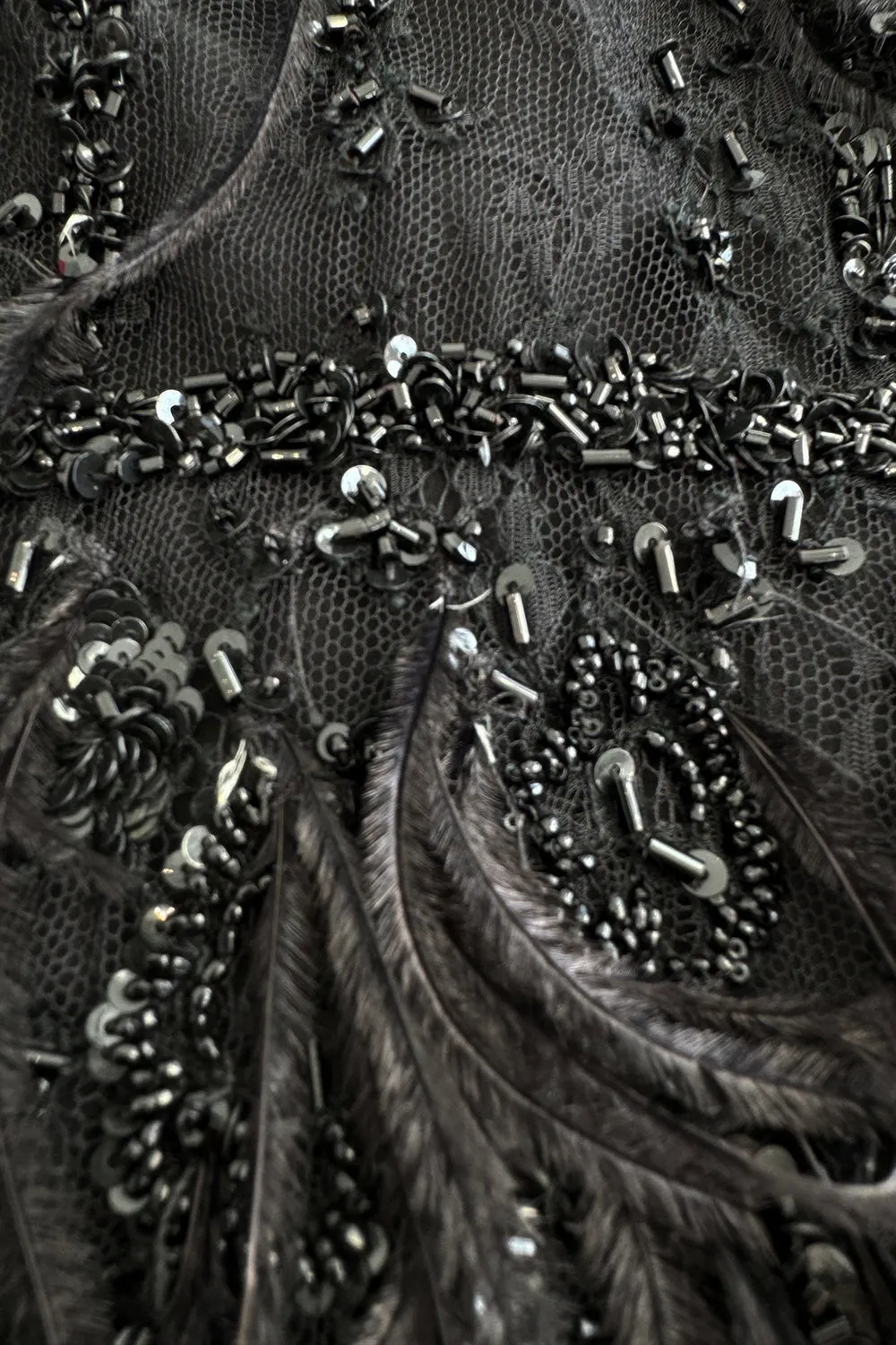 1990s Valentino Feather, Net & Sequin Micro Mini Cashmere Knit Dress