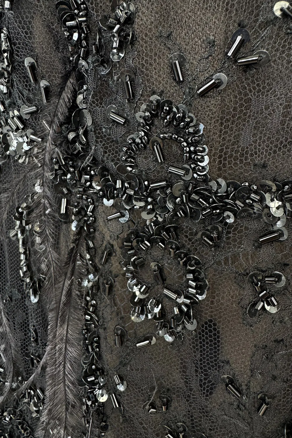 1990s Valentino Feather, Net & Sequin Micro Mini Cashmere Knit Dress