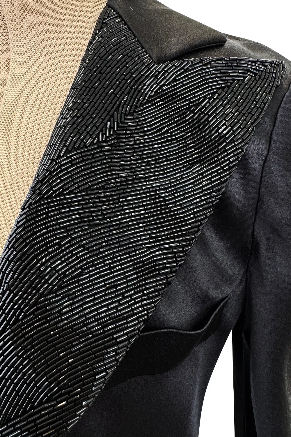2007 Alexander McQueen  Black Bias Cut Hammered Silk Dress w Beaded Collar