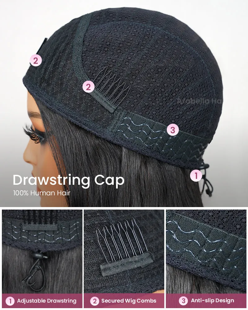 3 In 1 Half Wig|Special Jerry Curl Natural Black With Drawstring Cap No Glue Needed Human Hair Wigs