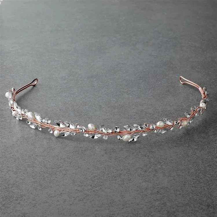 4624T-I-RG Rose Gold Bridal Headband Tiara