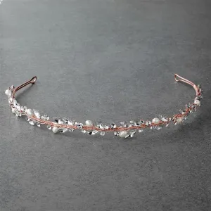 4624T-I-RG Rose Gold Bridal Headband Tiara