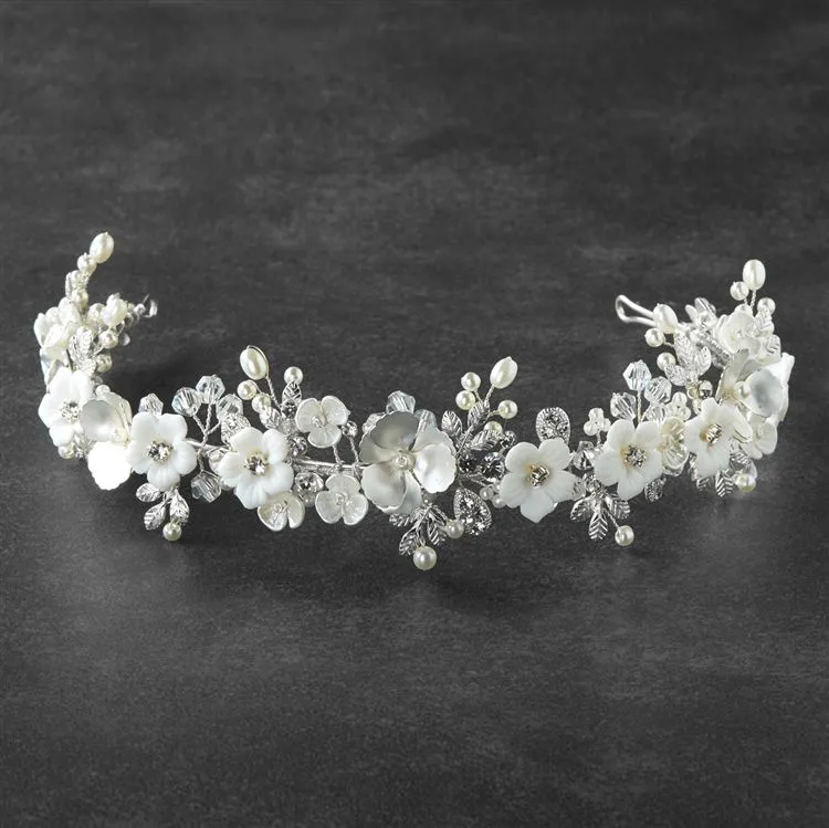 4633T-I-S Silver Matte Floral Bridal