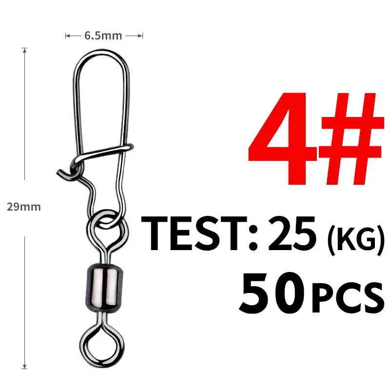 50PCS Fishing swivel Connector clip Bearing Rolling Stainless Snap on Lure