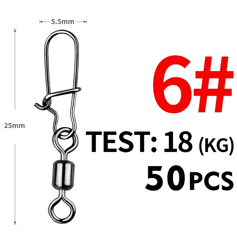 50PCS Fishing swivel Connector clip Bearing Rolling Stainless Snap on Lure