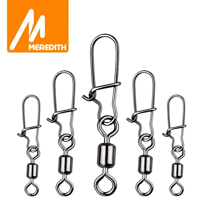 50PCS Fishing swivel Connector clip Bearing Rolling Stainless Snap on Lure