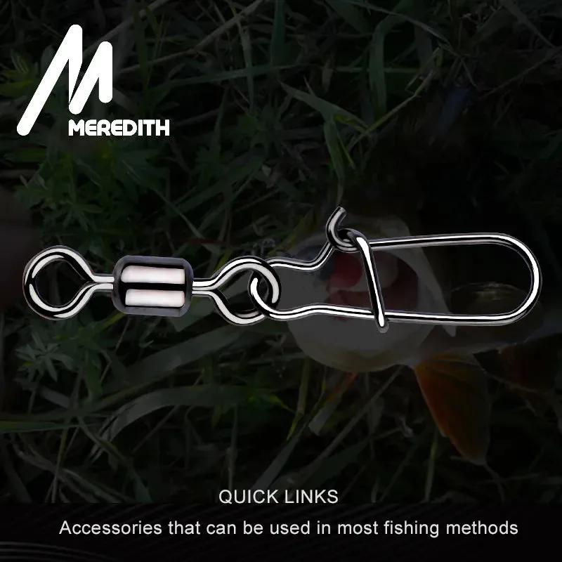 50PCS Fishing swivel Connector clip Bearing Rolling Stainless Snap on Lure