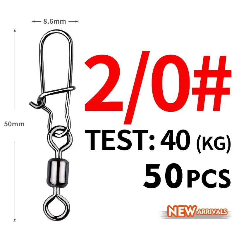 50PCS Fishing swivel Connector clip Bearing Rolling Stainless Snap on Lure