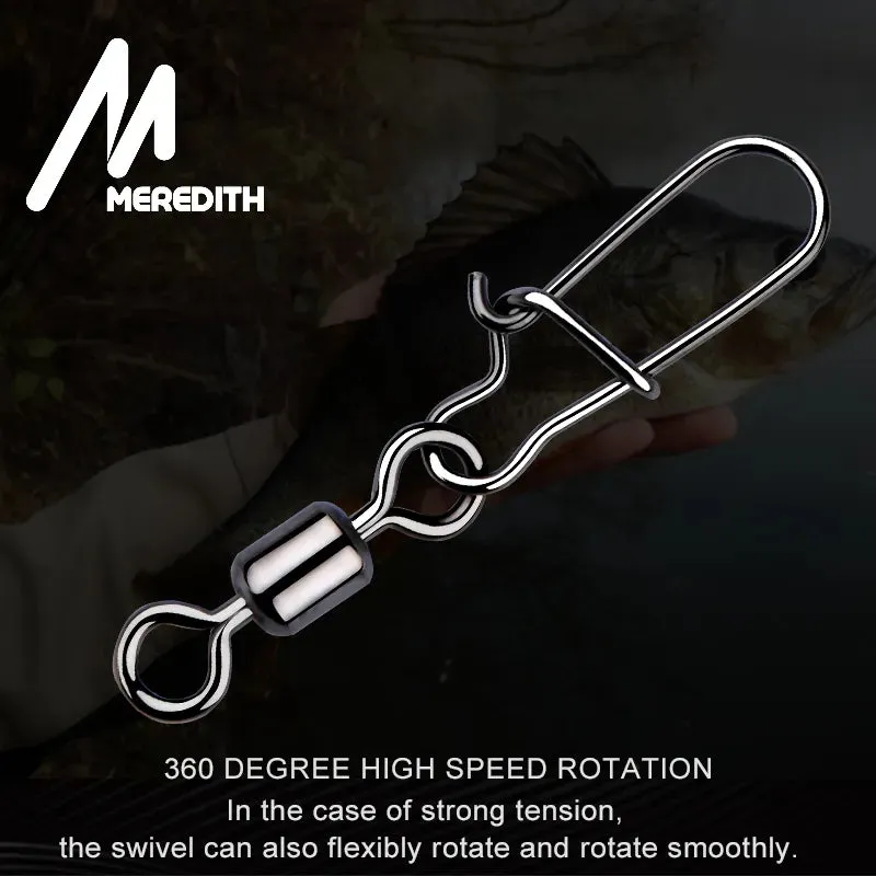 50PCS Fishing swivel Connector clip Bearing Rolling Stainless Snap on Lure