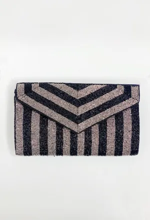 A Night Out Beaded Clutch in Black