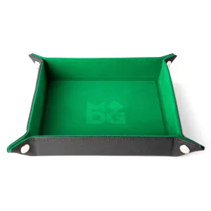 Accessories: Leather Backed Fold Up Dice Tray: Green