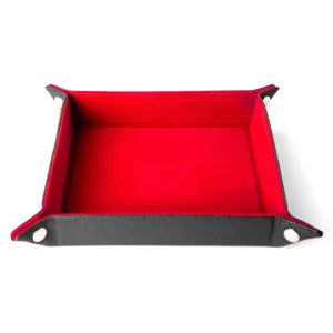 Accessories: Leather Backed Fold Up Dice Tray: Red