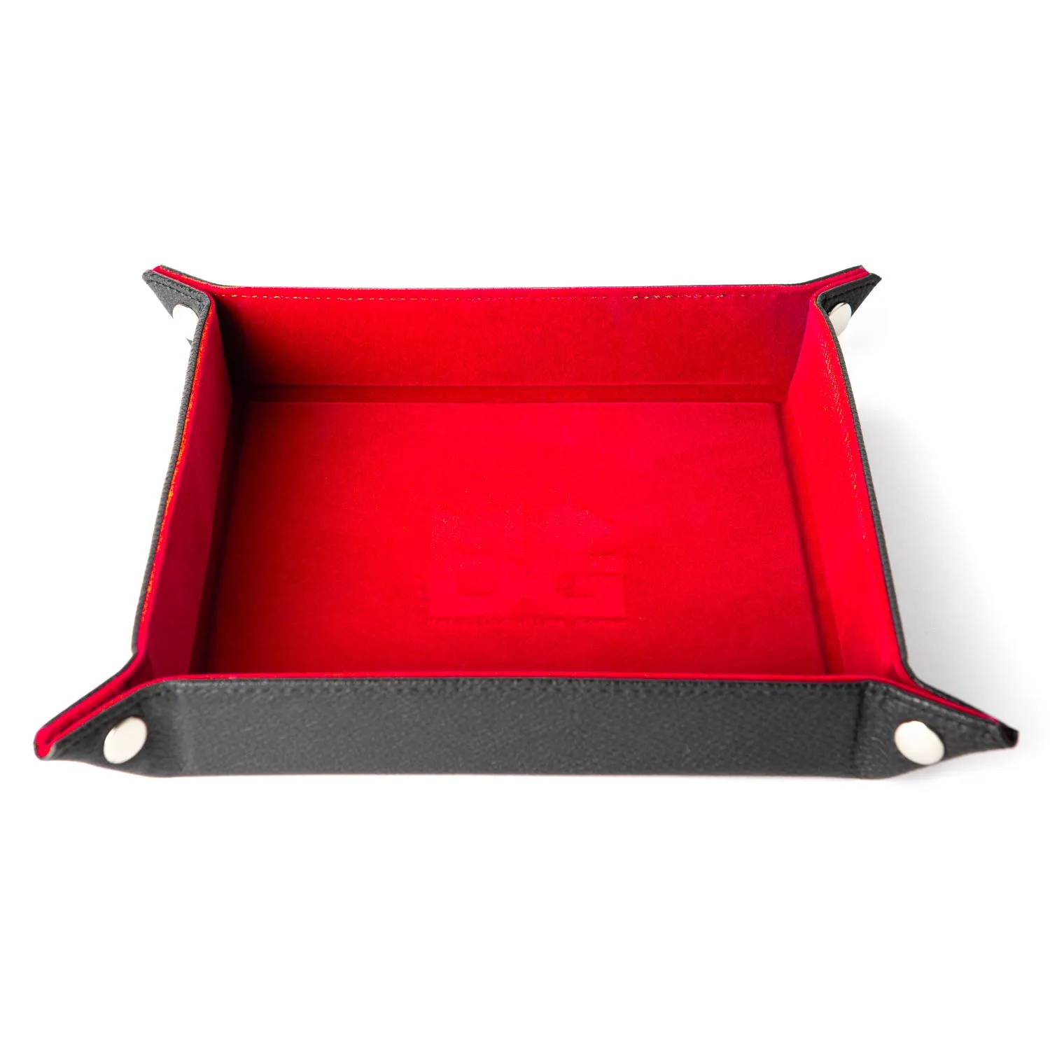 Accessories: Leather Backed Fold Up Dice Tray: Red