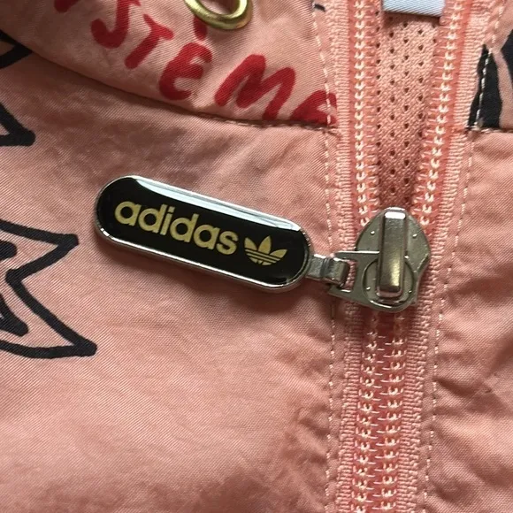 adidas Originals RYV graffiti graphic cropped Windbreaker Jacket Trace pink