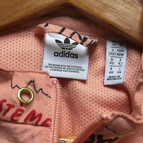 adidas Originals RYV graffiti graphic cropped Windbreaker Jacket Trace pink