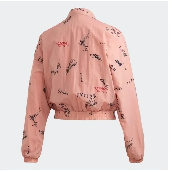 adidas Originals RYV graffiti graphic cropped Windbreaker Jacket Trace pink
