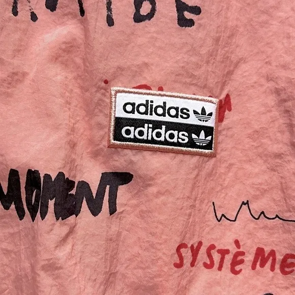 adidas Originals RYV graffiti graphic cropped Windbreaker Jacket Trace pink