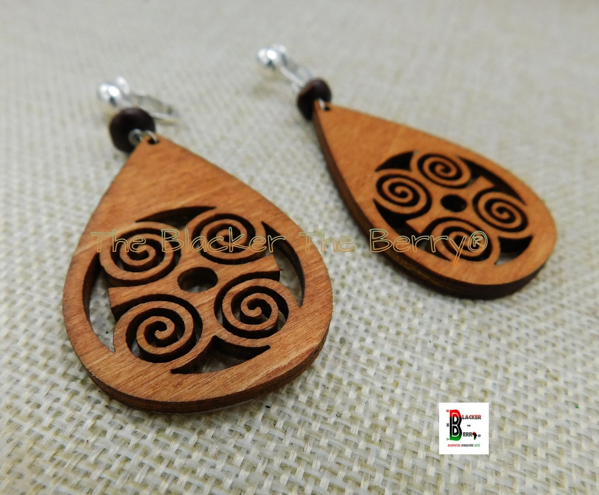 African Adinkra Clip On Earrings Dwennimmen Non Pierced Jewelry