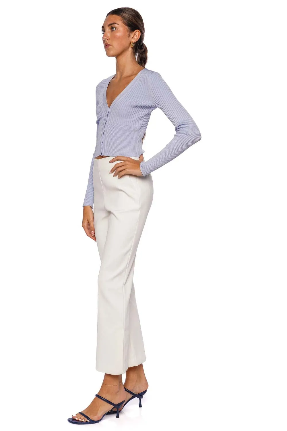 Ailany Periwinkle Ribbed Knit Cardigan