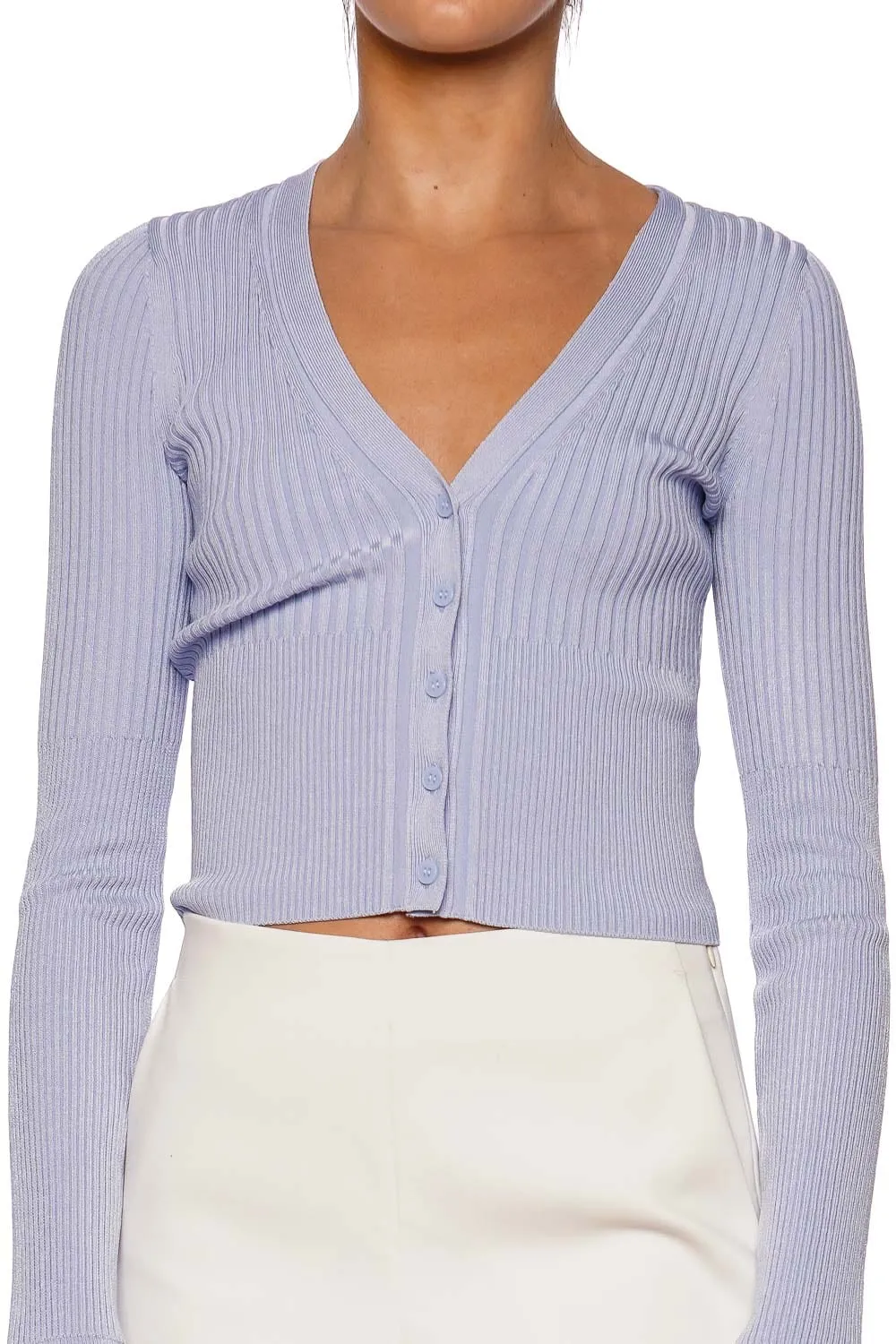 Ailany Periwinkle Ribbed Knit Cardigan