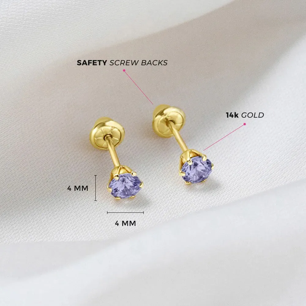 Alexandrite Prong Set Little Girl's Stud Earring