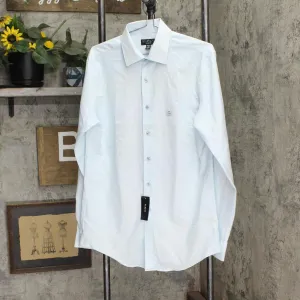 Alfani Mens Slim Fit 4-Way Stretch Dress Shirt White Blue Stripe 15-15 1/2 34-35