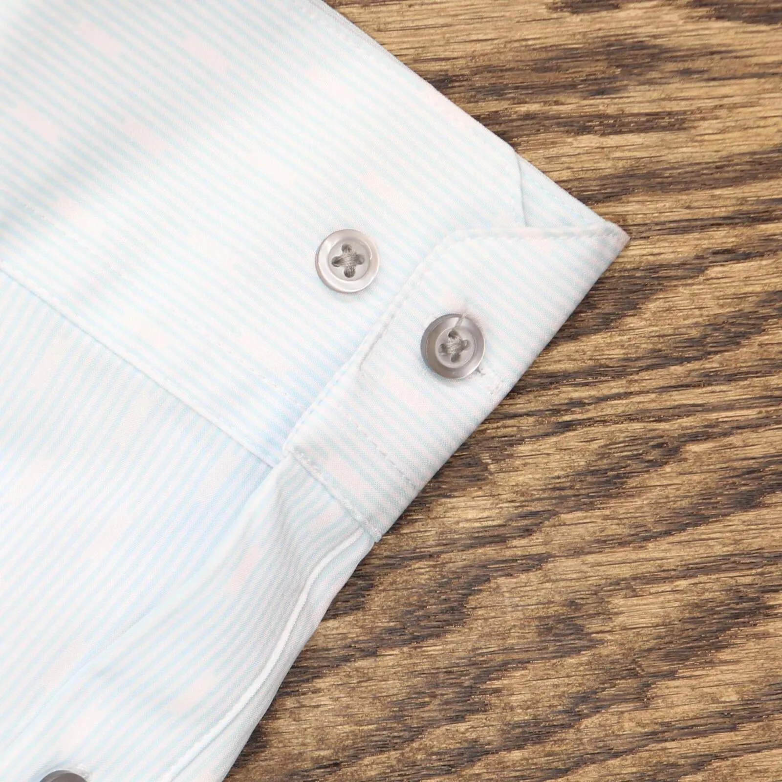 Alfani Mens Slim Fit 4-Way Stretch Dress Shirt White Blue Stripe 15-15 1/2 34-35