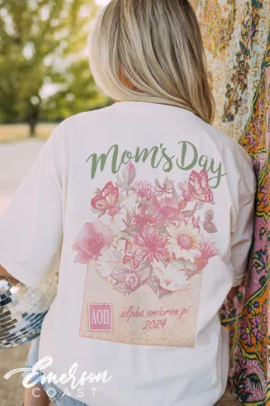 Alpha Omicron Pi Floral Envelope Mom's Day Tee