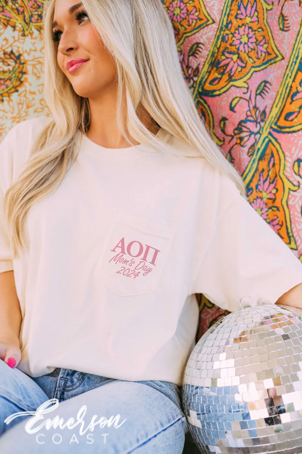 Alpha Omicron Pi Floral Envelope Mom's Day Tee