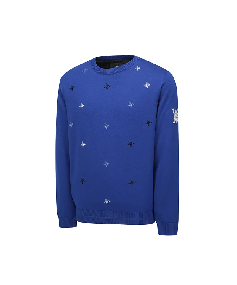 ANEW Golf Men's Logo Pattern Wind Block Pullover - Royal Blue