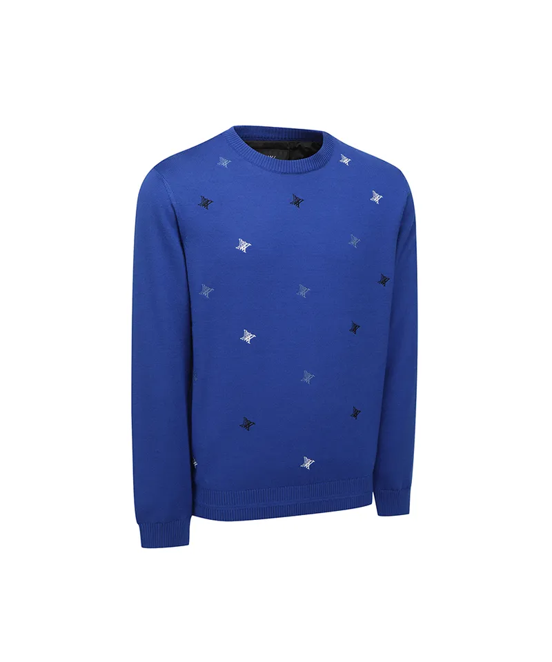 ANEW Golf Men's Logo Pattern Wind Block Pullover - Royal Blue