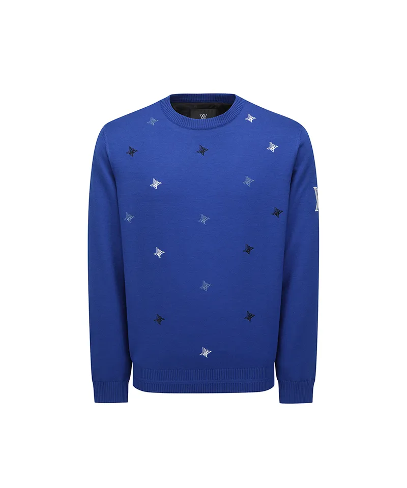 ANEW Golf Men's Logo Pattern Wind Block Pullover - Royal Blue