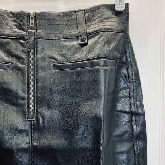 Anthropologie Pilcro Faux Leather Moto Midi Skirt