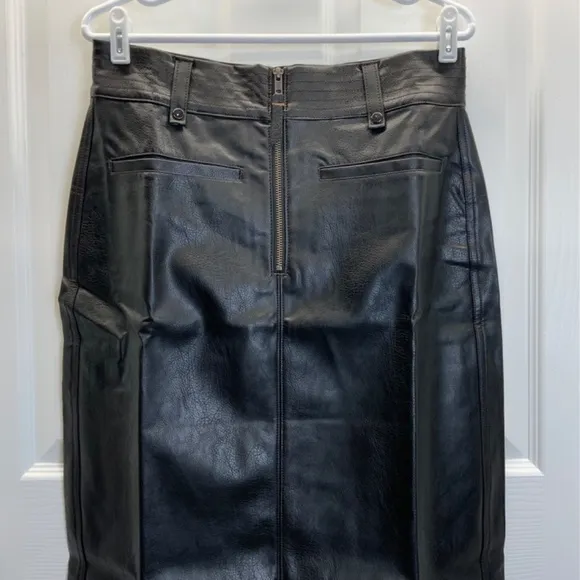 Anthropologie Pilcro Faux Leather Moto Midi Skirt