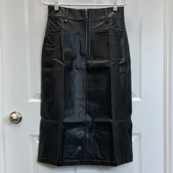 Anthropologie Pilcro Faux Leather Moto Midi Skirt