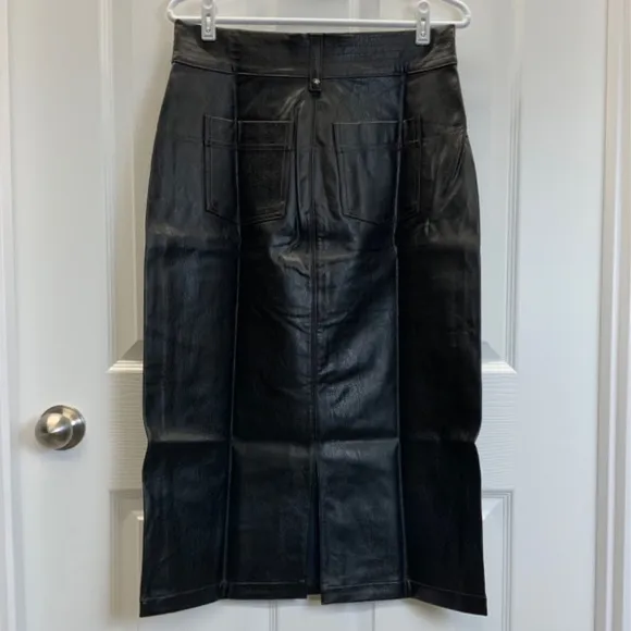 Anthropologie Pilcro Faux Leather Moto Midi Skirt