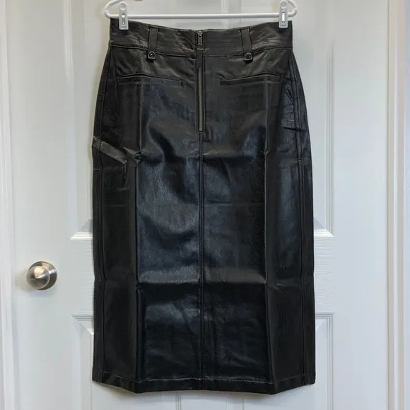 Anthropologie Pilcro Faux Leather Moto Midi Skirt