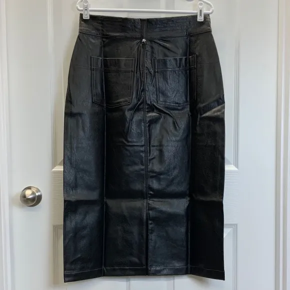 Anthropologie Pilcro Faux Leather Moto Midi Skirt