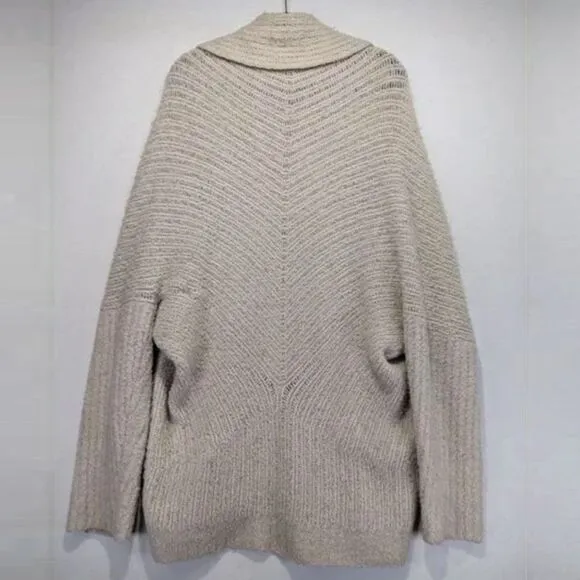 Anthropologie Sleeping On Snow Beige Alpaca Blend Oversized Open Cardigan