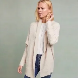 Anthropologie Sleeping On Snow Beige Alpaca Blend Oversized Open Cardigan