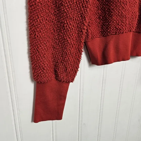 Anthropologie t.la Top Womens Size S Zuri Fringed Red V-Neck Jumper Sweatshirt