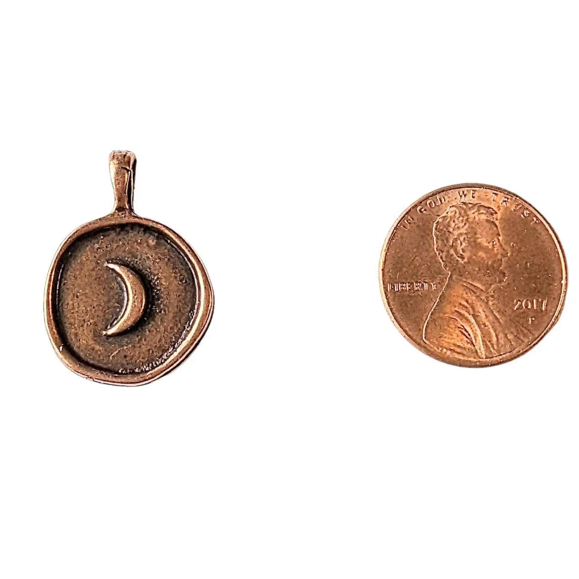 Antique Copper Crescent Moon Charm
