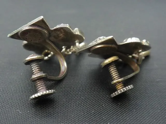 Antique Sterling Silver Screw Back Earrings