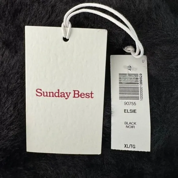 Aritzia Sunday Best Black Elsie Sweetheart Neck Fuzzy Sweater Size XL NWT