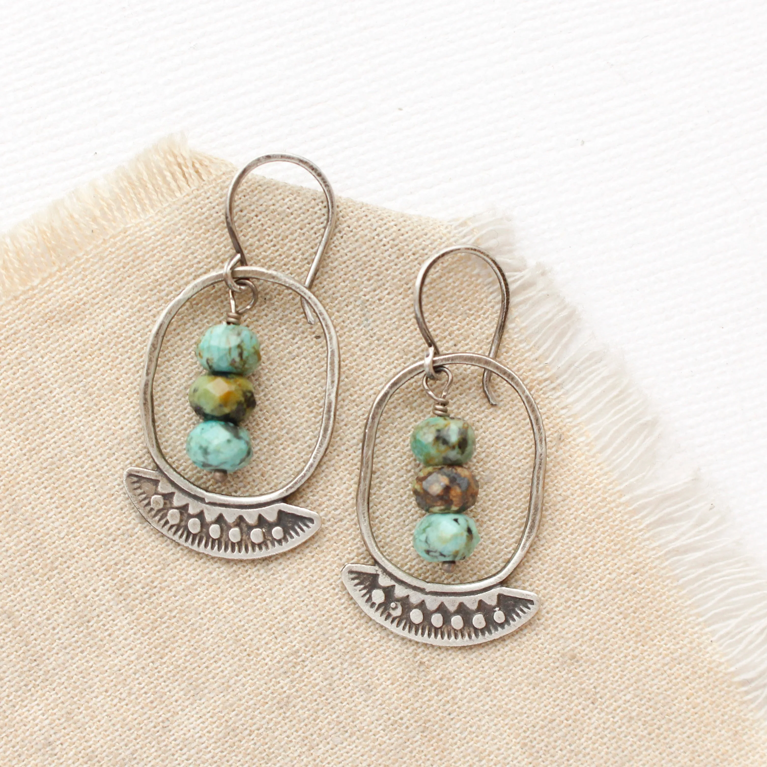 Asmi Oval Hoop Turquoise Earrings