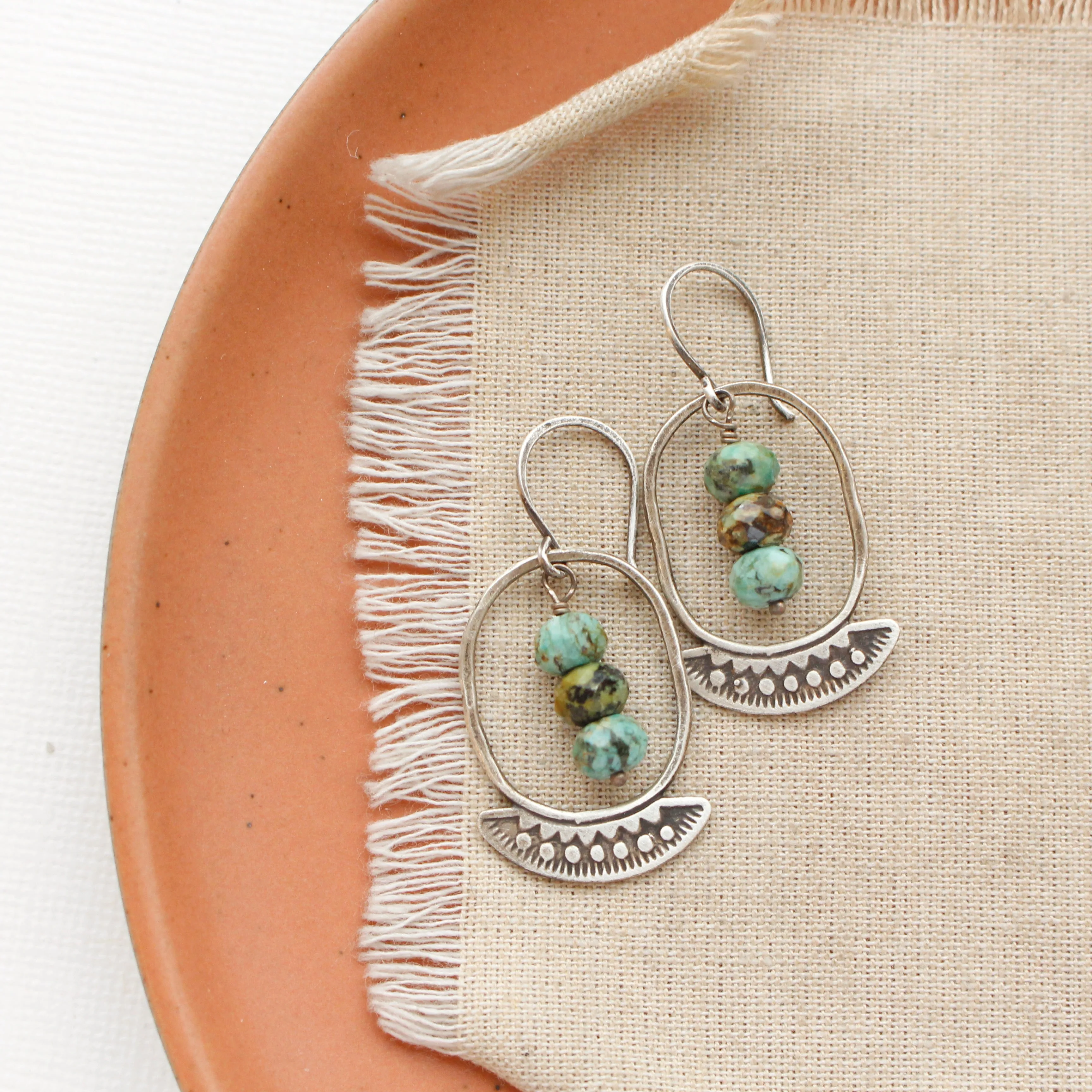 Asmi Oval Hoop Turquoise Earrings
