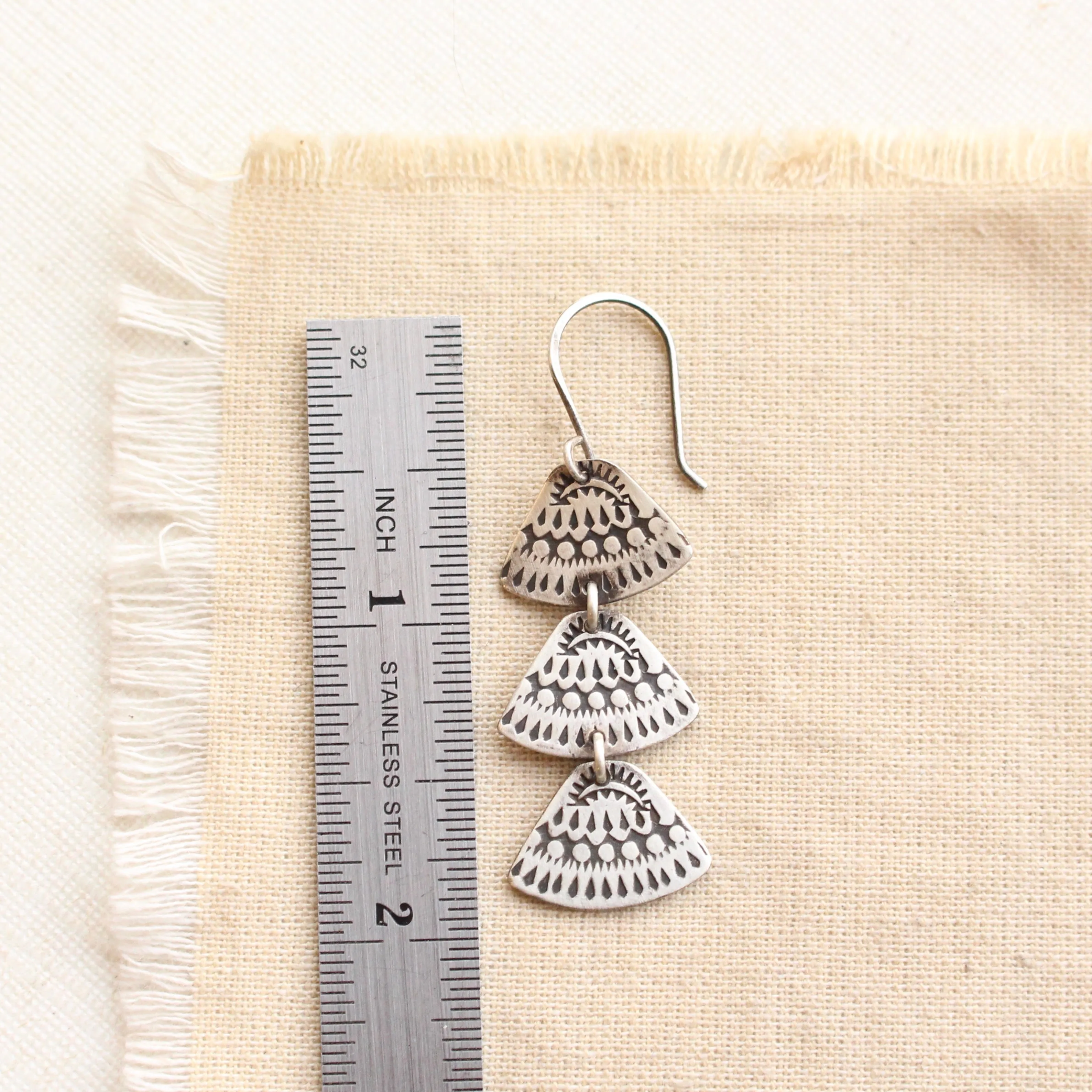 Asmi Trio Triangle Silver Earrings