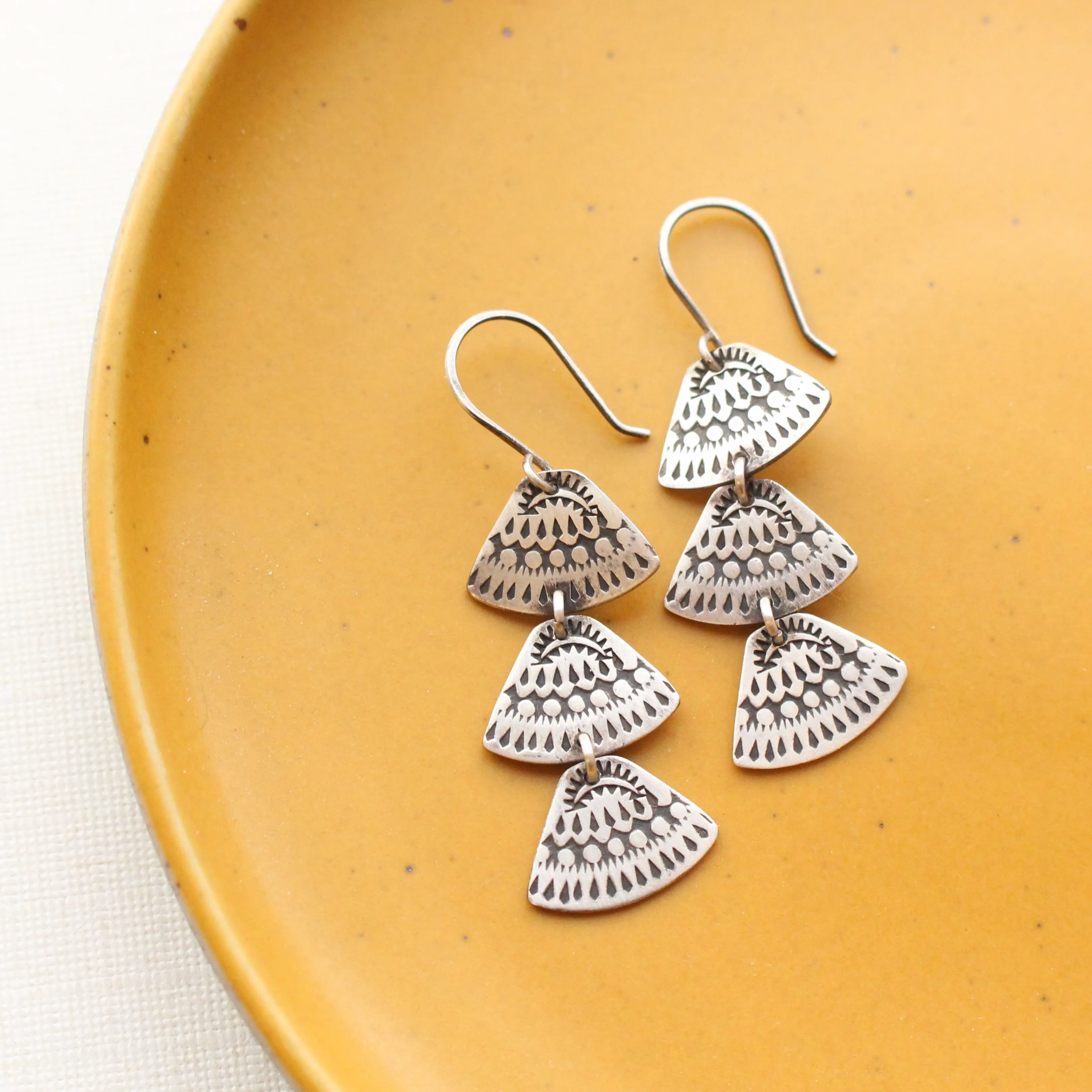 Asmi Trio Triangle Silver Earrings